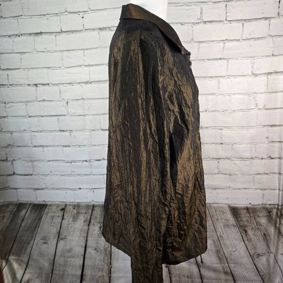 WOMENS BRONZE WINDBREAKER BY CACTUS, CRINKLED27, RHINESTONE ZIPPER SIZE MED EUC - Picture 4 of 7